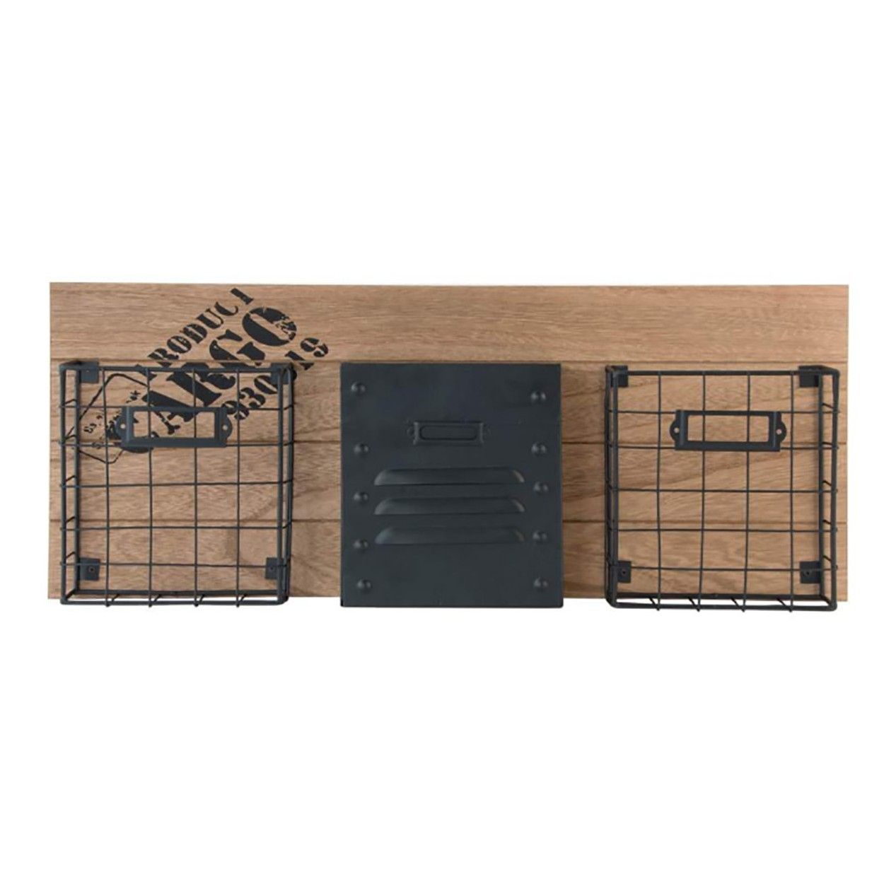 Wall rack in wood and metal