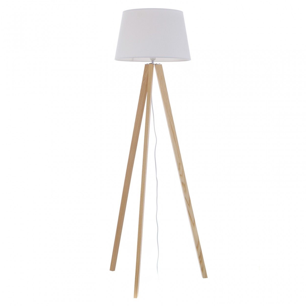Lámpara de suelo alta y blanca de madera