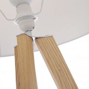 Lampada da terra alta, in bianco e in legno