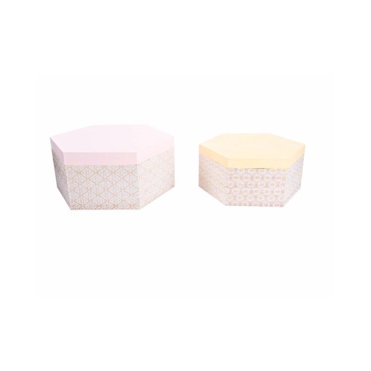 Wooden boxes Design Exagonal Set of Two