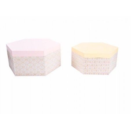 Cajas de Madera Diseño Exagonal Set de Dos