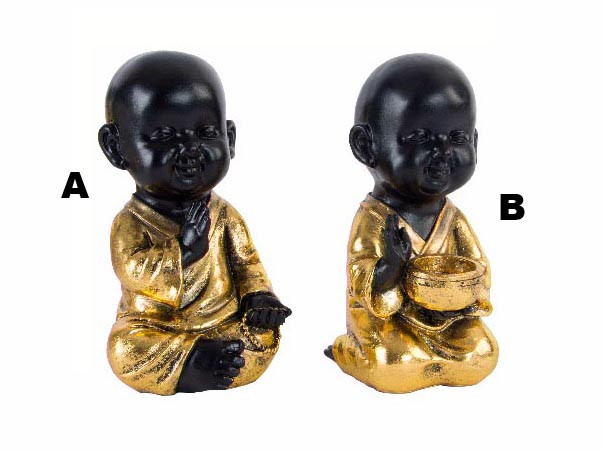 Figura de Monje Budista Dorado en Resina