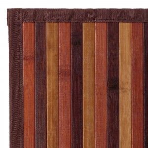 Alfombra a rayas marrón de bambú