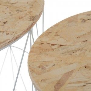 Table en métal blanc, Ensemble de deux unités.