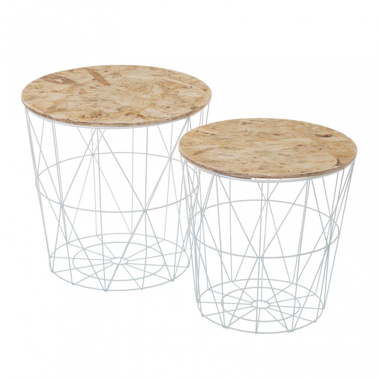Table en métal blanc, Ensemble de deux unités.