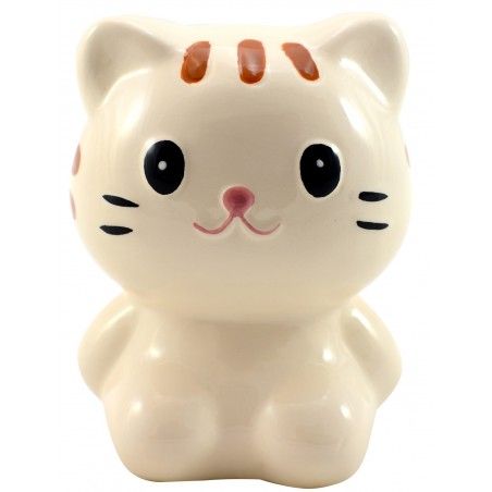 Hucha con forma de gatito de cerámica.