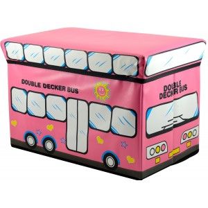 Puff-Baúl infantil plegable de color rosa