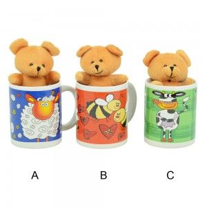 Taza de cerámica con asa y osito