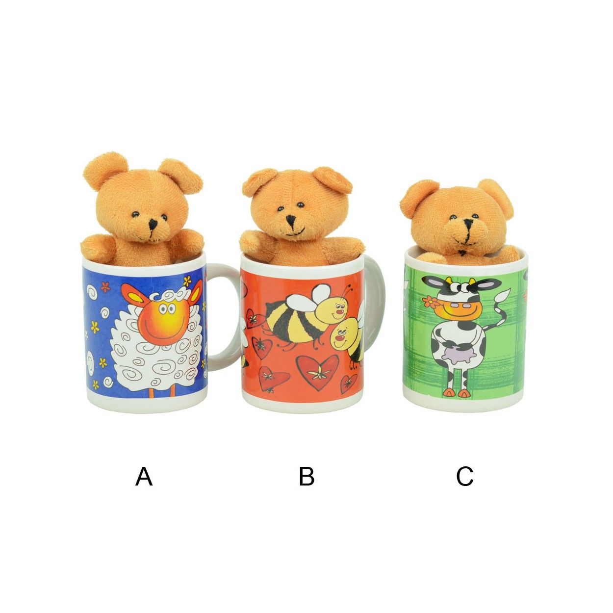 Taza de cerámica con asa y osito