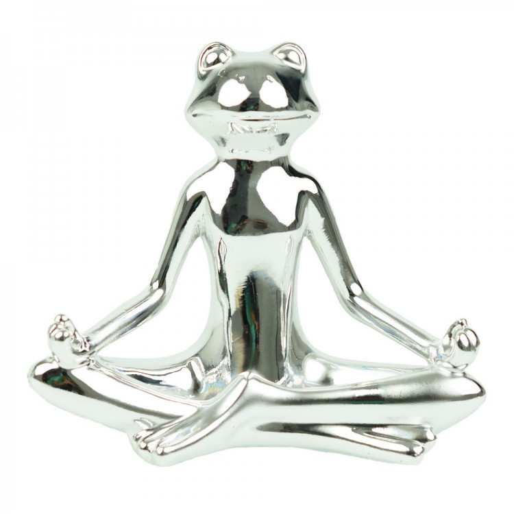 Figure of frog in ceramic silver