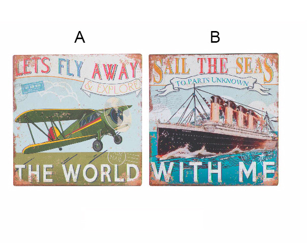Peinture originale de métal le bateau et l'avion