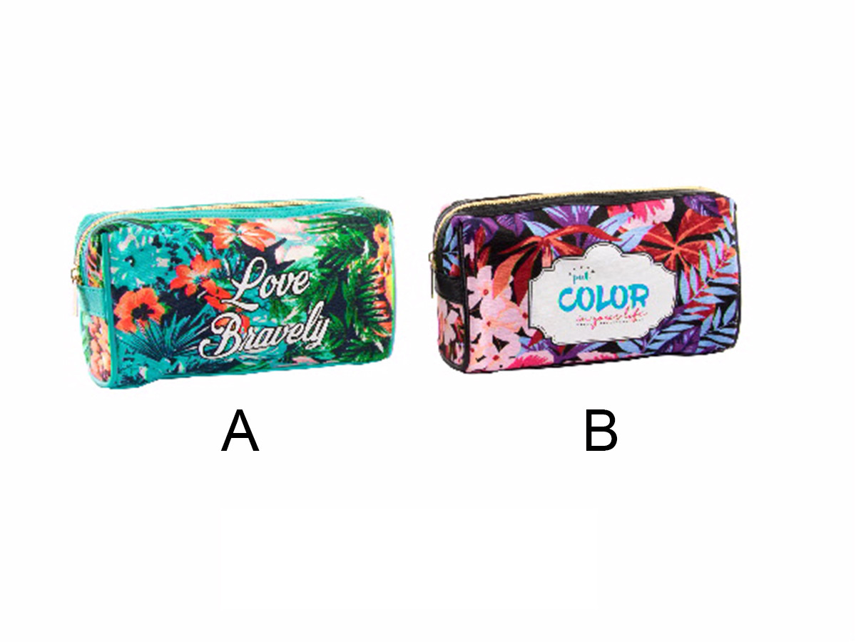 Bag colorfully decorated with tropical greens