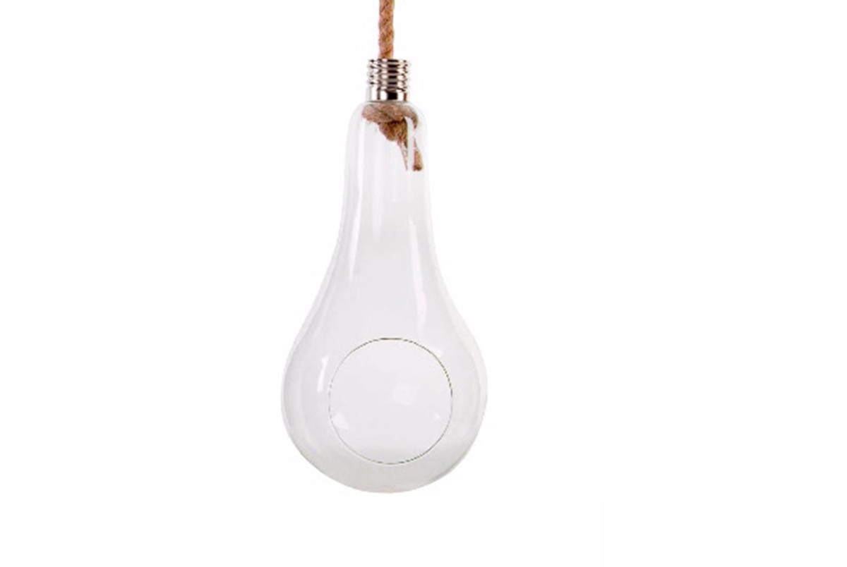 Planteur d'origine pendentif de verre en forme de bulbe