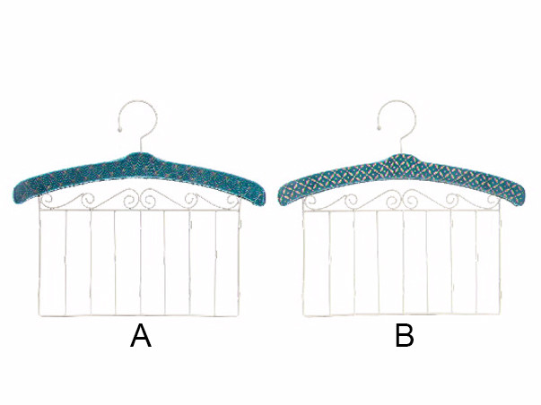 Coat rack Jeweler's Metal and Wood Blue Natural