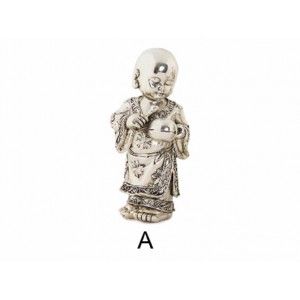 Buddhist monk of Luck in Resin Silver Chrome
