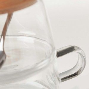 Sugar bowl-Pitcher of Glass and Natural Wood, Modern Design