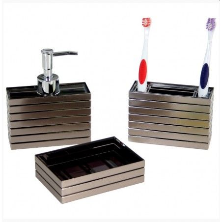 Vaso Portacepillos Moderno Plateado para Baño