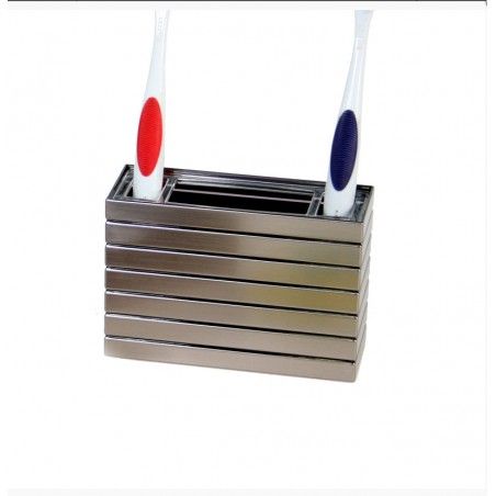Vetro Portacepillos Moderno Bagno Argento