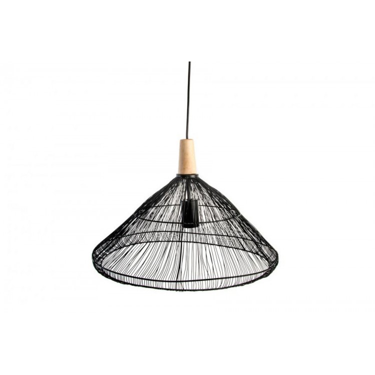 Ceiling lamp in Metal and Wood Black Modern Design