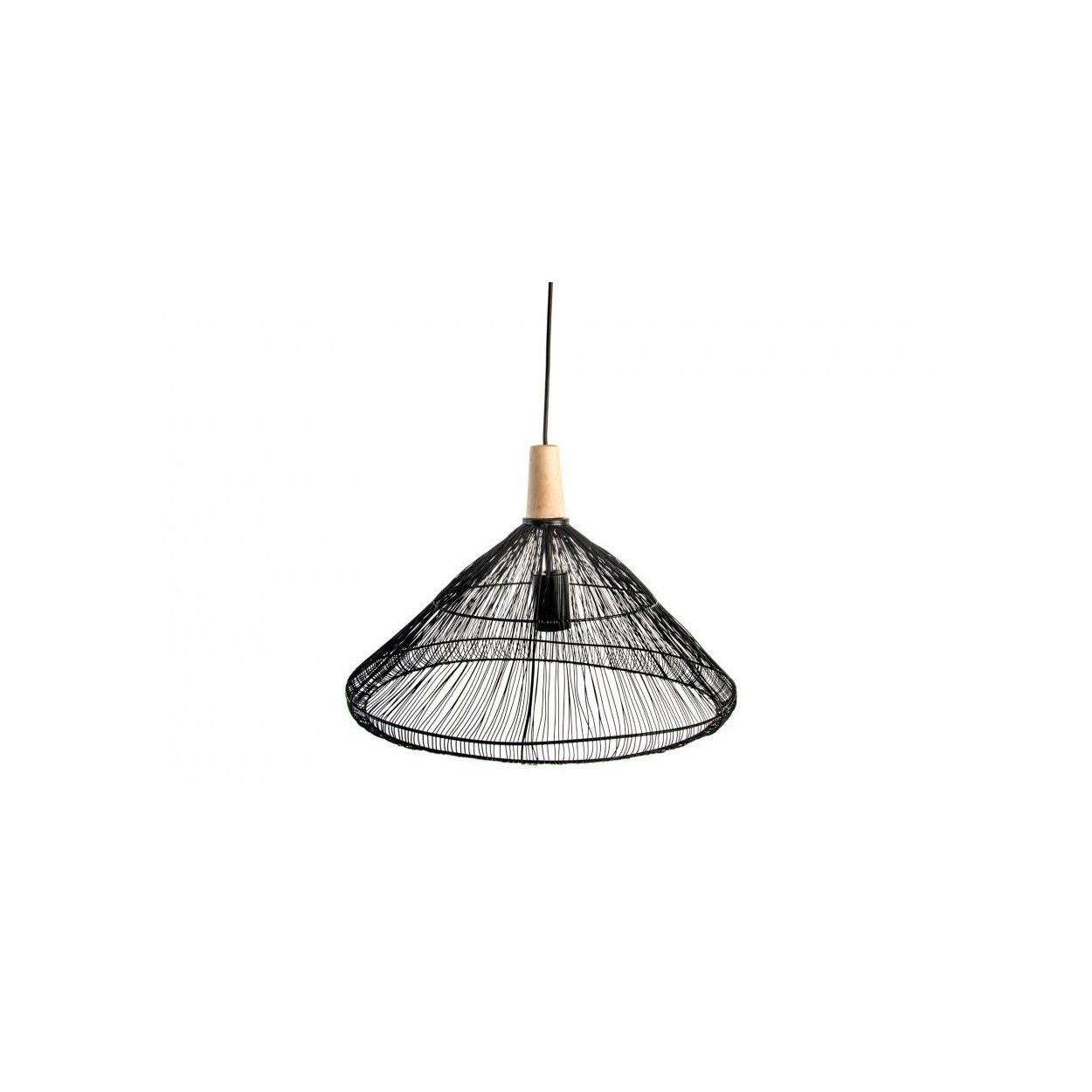 Lampe de plafond en Métal et Bois Noir Design Moderne