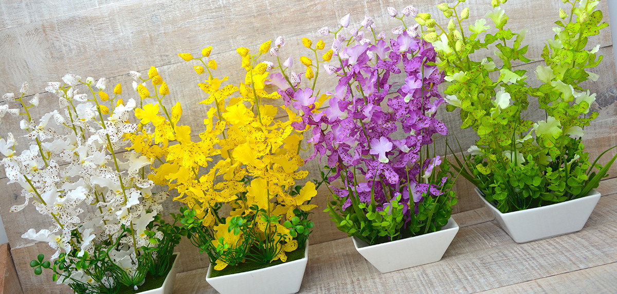 Fleur Artificielle en Pot de Couleurs