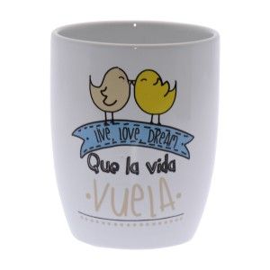 Taza Desayuno Cerámica Decorada Vida