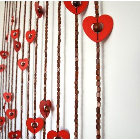 Curtain Door Hearts Natural Wood Classic Design