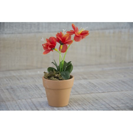 Flor Artificial Maceta de Barro Natural para Decoración