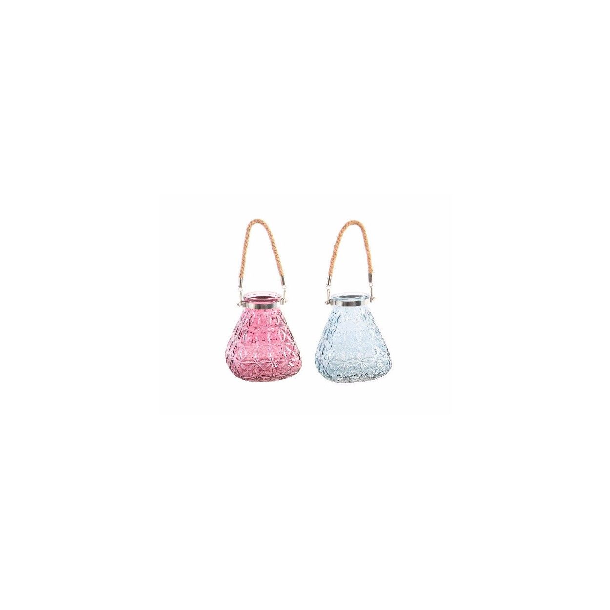 Porte-bougie Pendentif en Verre avec de la Corde de Conception d'une Décoration Originale, Deux Couleurs
