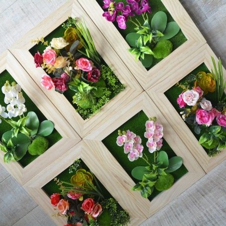 Scatola Da Parete Fiori Artificiali In Legno Naturale, Originale Sei Modelli