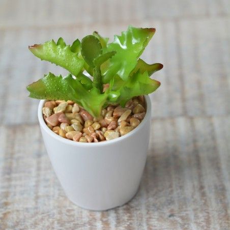 Planta Artificial con Maceta Cerámica Natural Color Blanco para Decoración