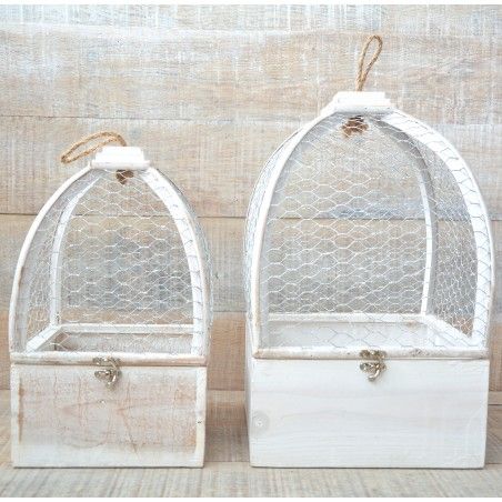 Cage Natural Wood Original White for Decoration Two Game Drives