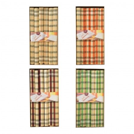 Mantel Individual Bambú Natural Diseño Étnico en 4 Colores 6 Unidades