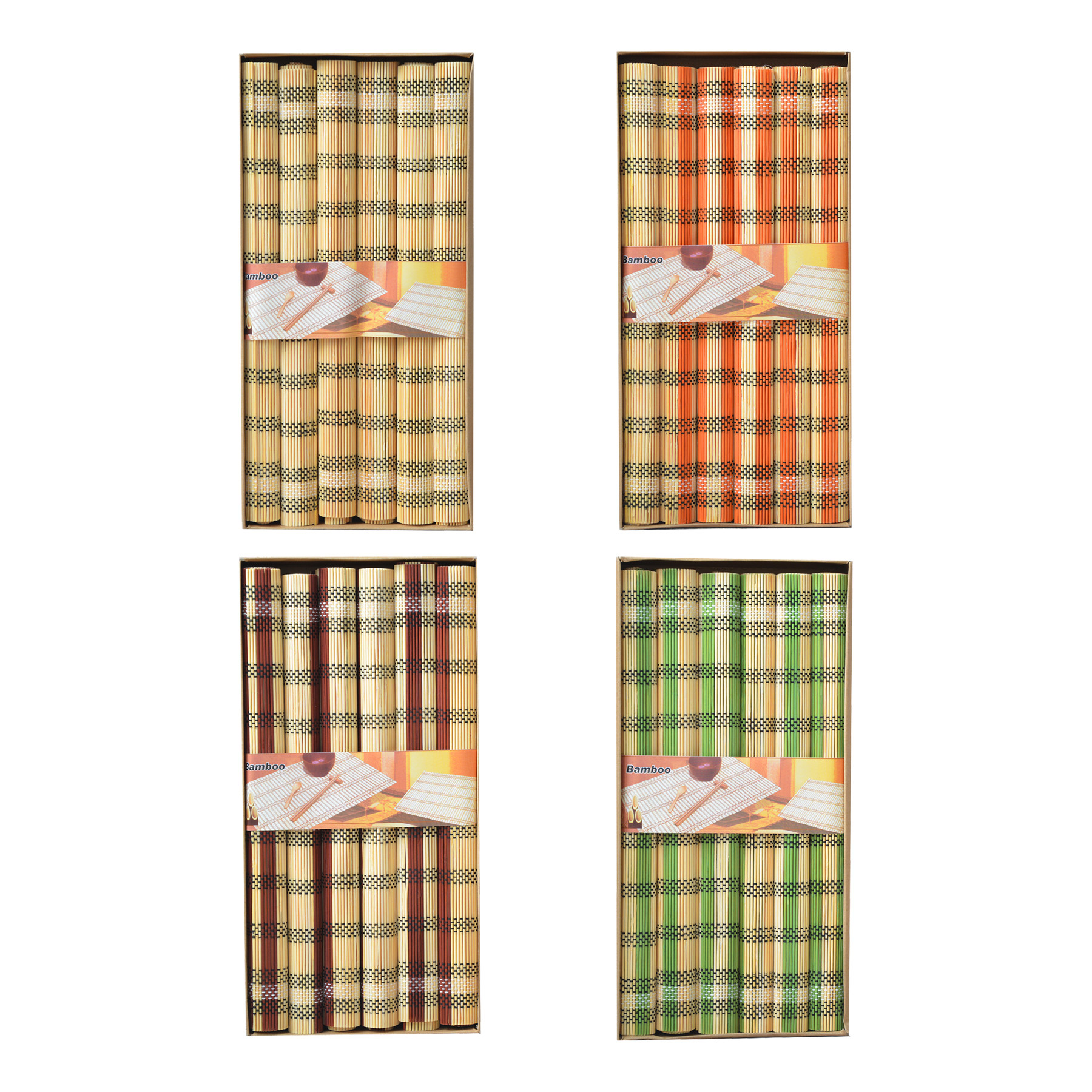 Placemat Bamboo Natural Ethnic Design in 4 Colours (6 Units