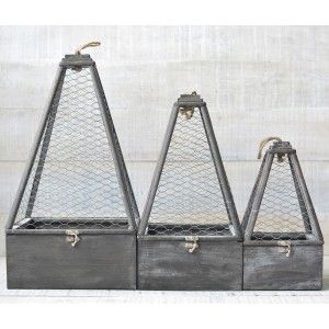 Gabbie per la Decorazione in Legno Naturale, Design, Originale Gioco di 3 Unità