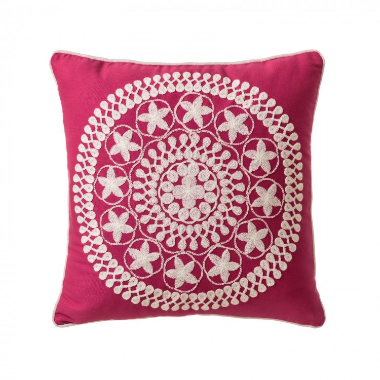Cushion for Sofa Fuchsia Natural Cotton Design Ethnic Mandala