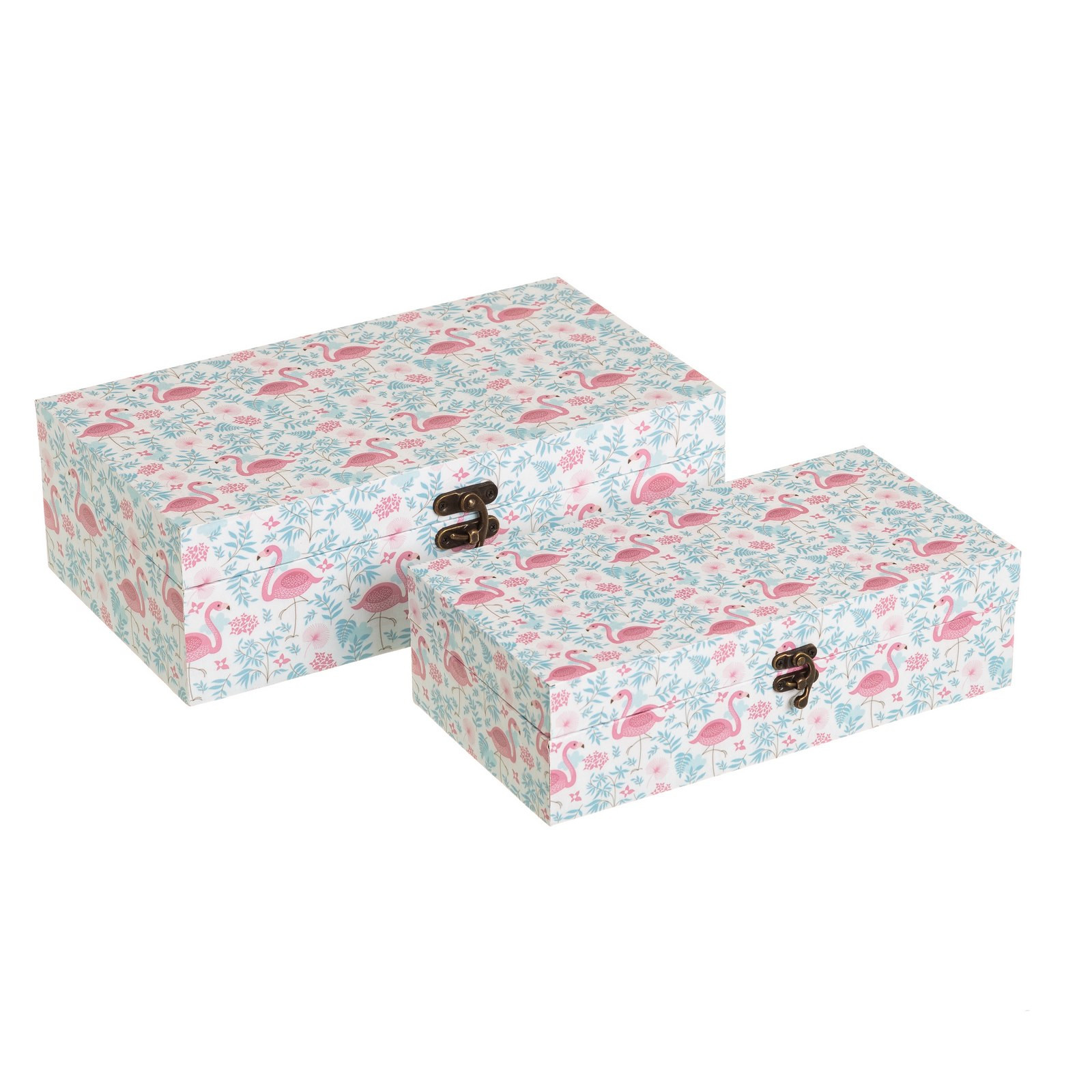 Cajas de Lienzo con Cierre Decoradas con Diseño de Flamencos Original 2 Unidades Hogar y Más