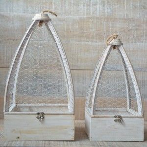 Gabbia in Legno Naturale Bianca Originale per la Decorazione di Due Unità di Gioco