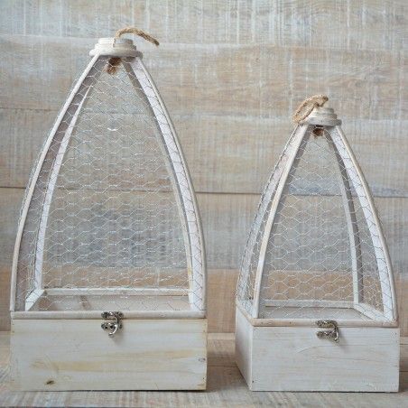 Gabbia in Legno Naturale Bianca Originale per la Decorazione di Due Unità di Gioco
