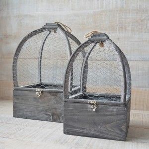 Gabbia In Legno Naturale, Originale Gioco Di Decorazione, Due Unità