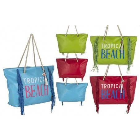 Beach bag with Fringes, Tropical Design Three Colors Home and More