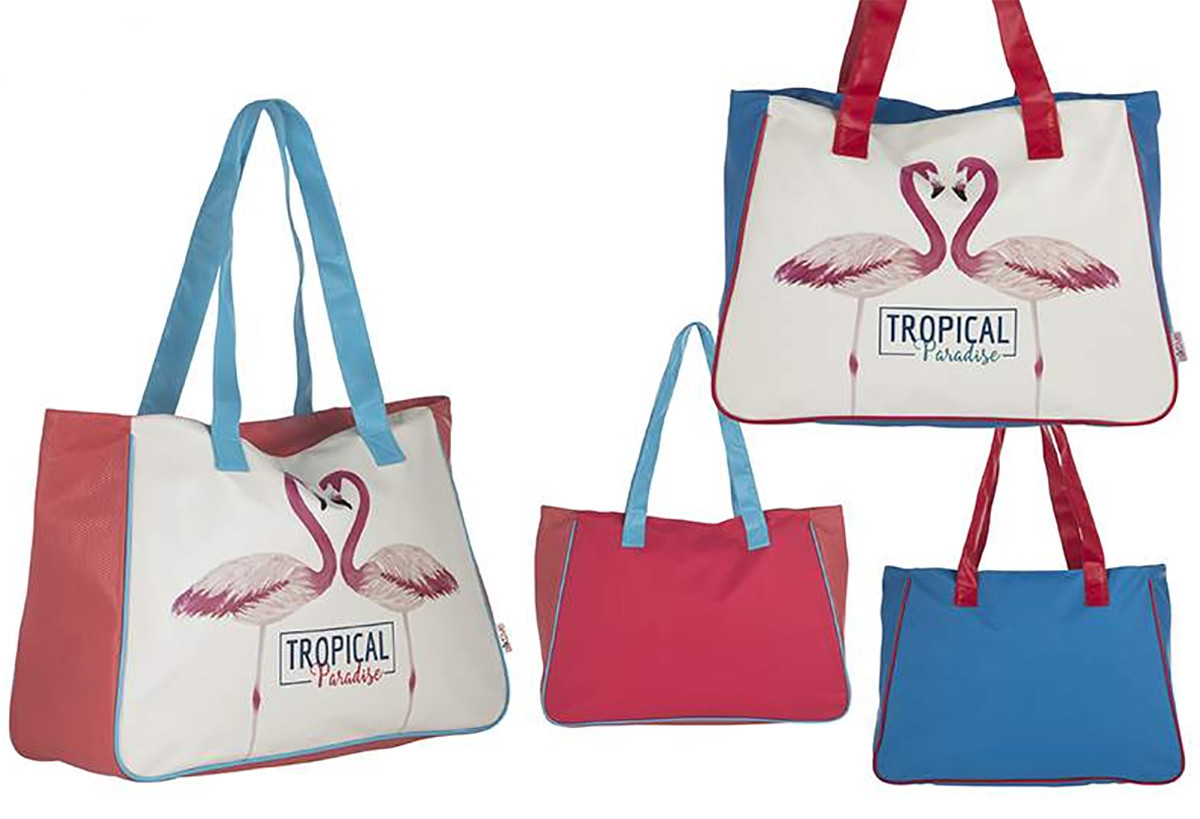 Bolsa de Playa de Dos Colores Diseño Flamenco Tropical Hogar y Más