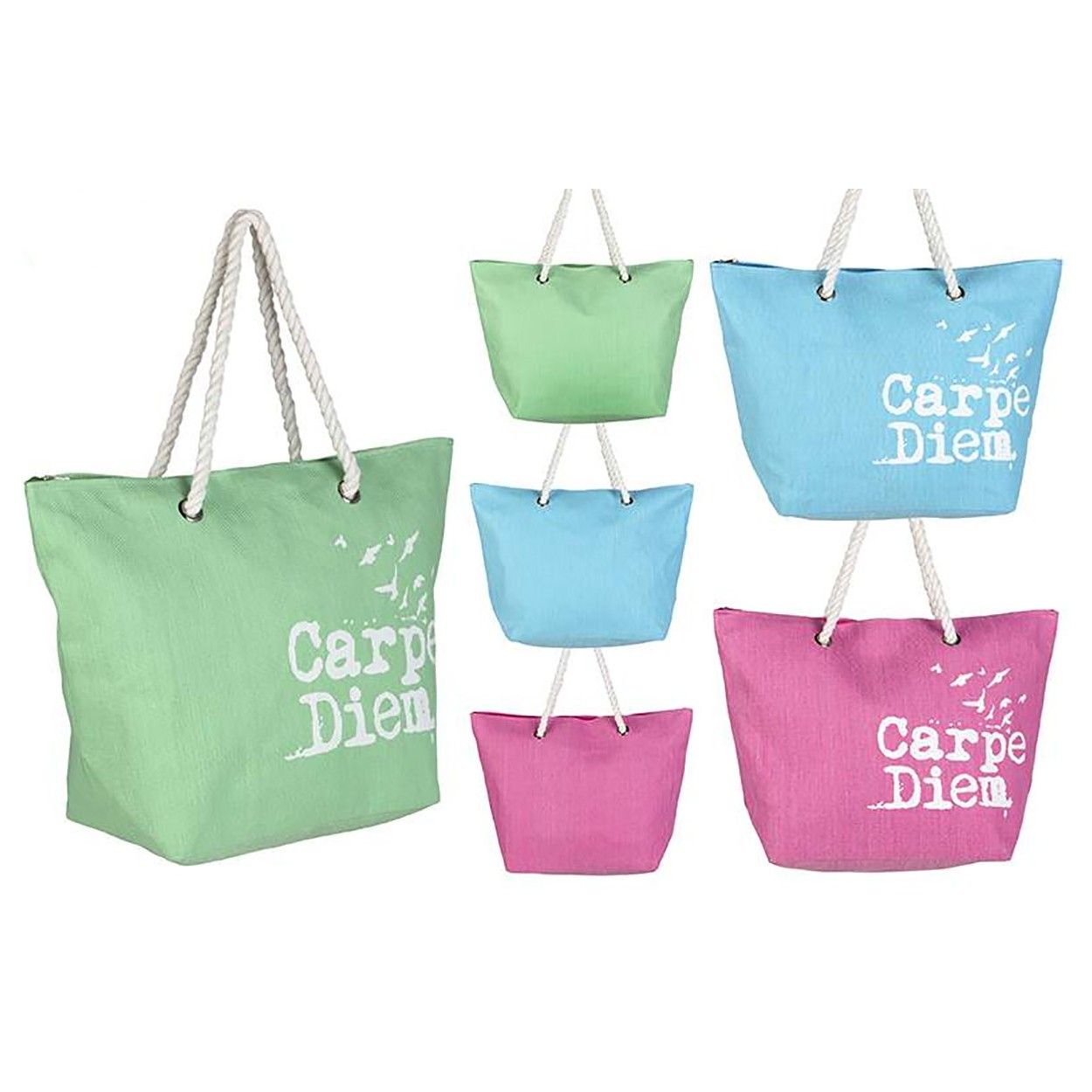 Bolsa de Playa de Tres Colores Diseño Carpe Diem Hogar y Más