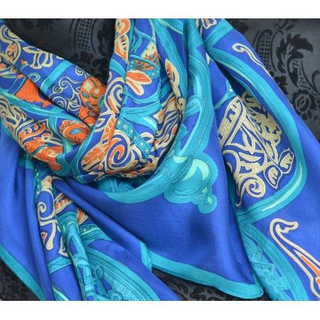 Silk handkerchief 100% natural, model Cinthya Blue , Home and More