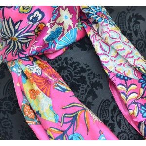 Silk handkerchief 100% natural, model Fans rose, Home and More