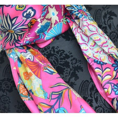 Foulard de soie 100% naturelle, modèle de Fans de rose, la Maison et Plus