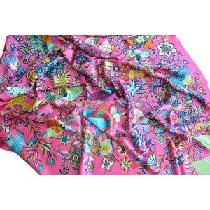 Foulard de soie 100% naturelle, modèle de Fans de rose, la Maison et Plus