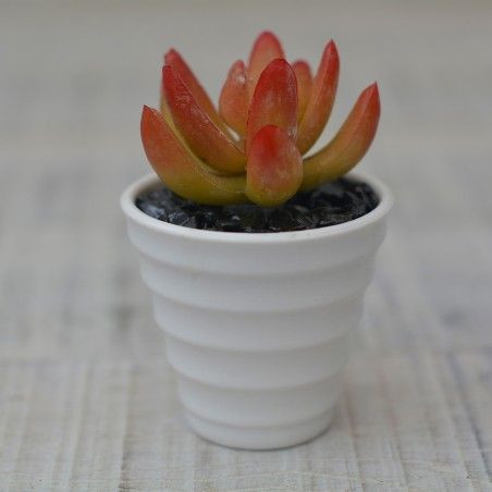 Impianto artificiale decorativo rosa vaso in ceramica bianco naturale con in rilievo