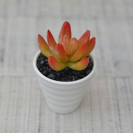 Plantes artificielles décoratives en céramique rose pot blanc naturel, avec en relief