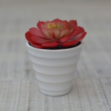 Plantes artificielles Décoratives rouge pot en Céramique blanc naturel